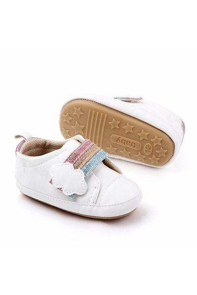 Superbaby Adidasi fetite albi - Curcubeu