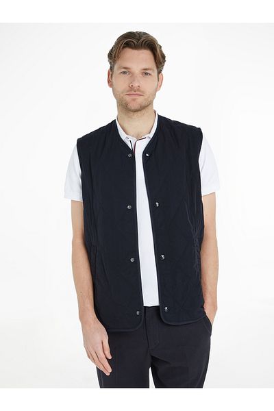 Tommy Hilfiger Men Black Warm Packable Recycled Padded Liner Vest