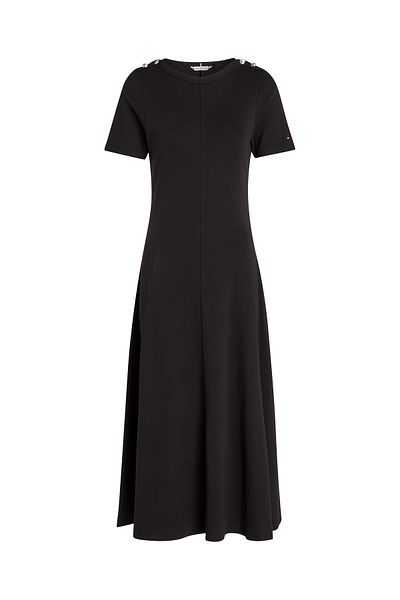 Tommy Hilfiger Women Black Short Sleeves Midi T-Shirt Dress
