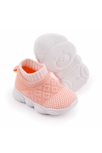 Superbaby Mocasini roz banan cu talpa antiderapanta
