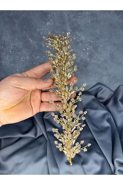 Hayalperest boncuk Hera Crystal Beaded Bridal Henna Crown Hair and Turban Accessory