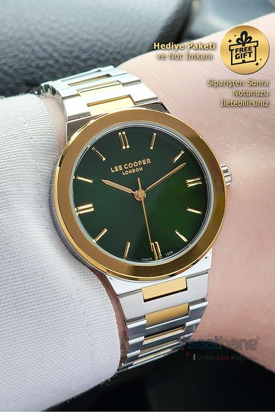 Lee Cooper Original Lee Cooper Green Dial Thin Case Steel Women Wristwatch