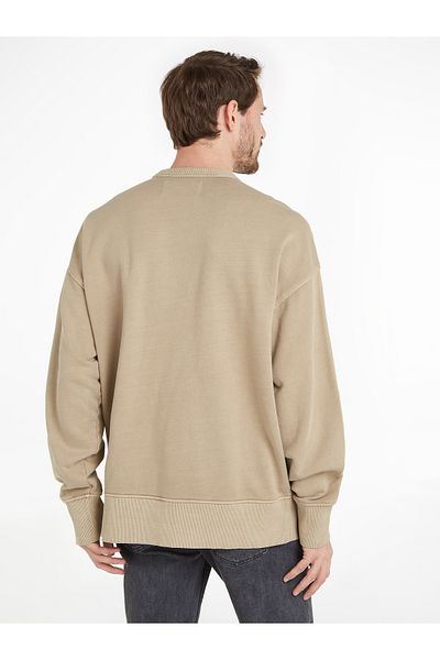 Calvin Klein Men Brown Mineral Dye Crew Neck Hoodie