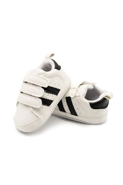 Superbaby Adidasi albi cu dungi negre - White