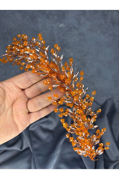 Hayalperest boncuk Hera Crystal Bead Decorated Elegant Bridal Henna Crown