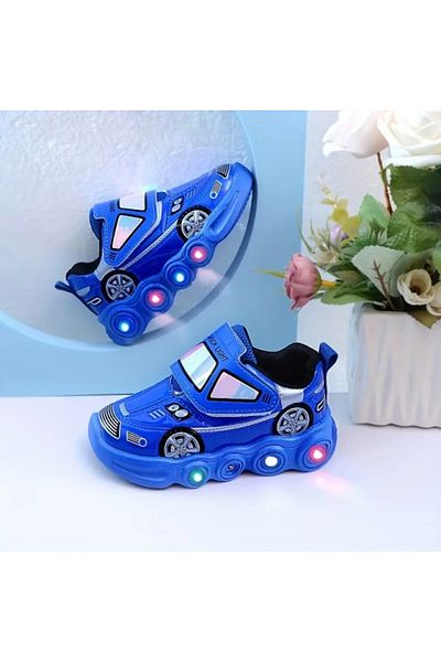 Superbaby Adidasi albastri cu luminite - Car