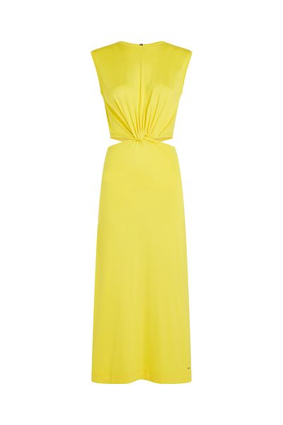 Tommy Hilfiger Women Yellow Cutout Waist Midi Dress