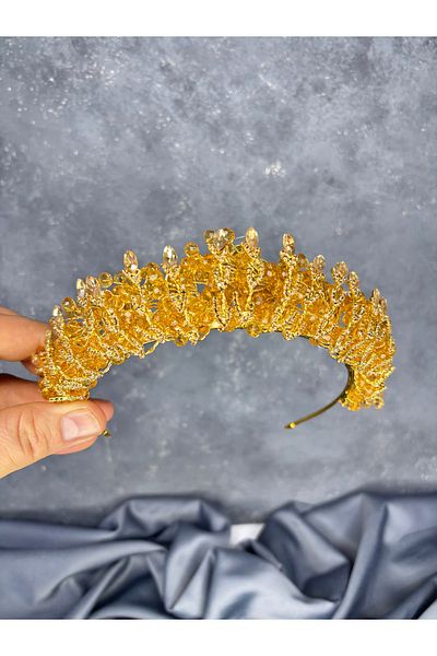 Hayalperest boncuk Stylish Bridal Crown Decorated with Steaming Crystal Beads