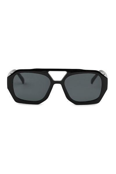 Angel Eyes Rectangular Design Black Frame Black Glass Women's Sunglasses Vehla