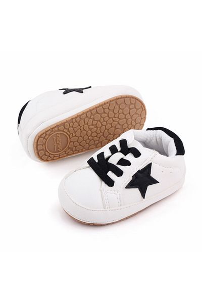 Superbaby Adidasi albi cu stea neagră