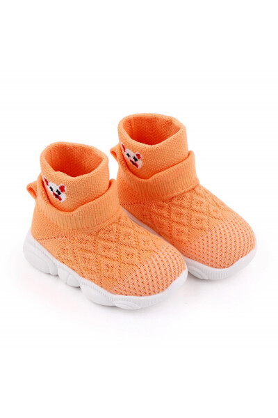 Superbaby Mocasini portocalii, inalti - Ursulet