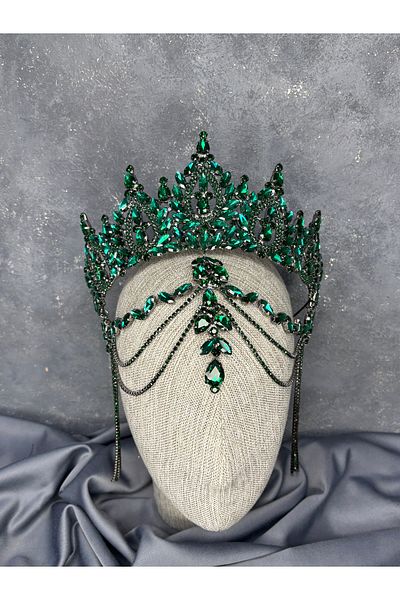 Hayalperest boncuk High Frontlet Hair Accessory with Dangle Balca Bridal Henna Crown