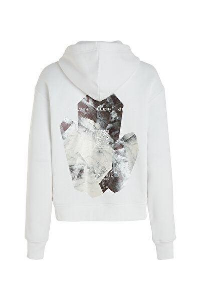 Calvin Klein Women White Back Diamond Graphic Hoodie