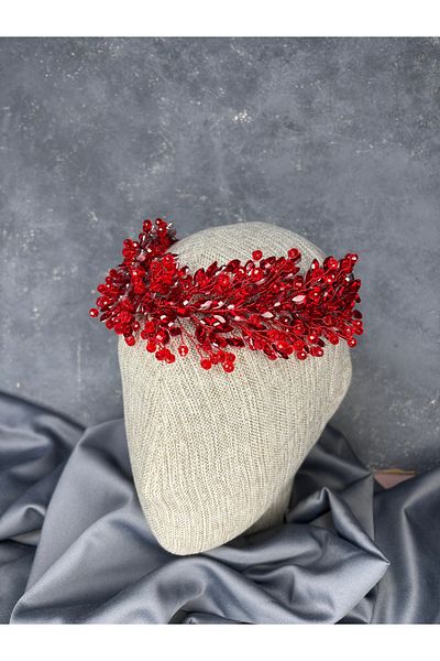 Hayalperest boncuk Elisa Thin Beaded Bridal Crown Turban and Hair Accessory