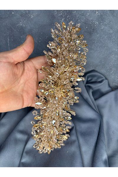 Hayalperest boncuk Elena Intense Beaded Bridal Crown Hair and Turban Accessory