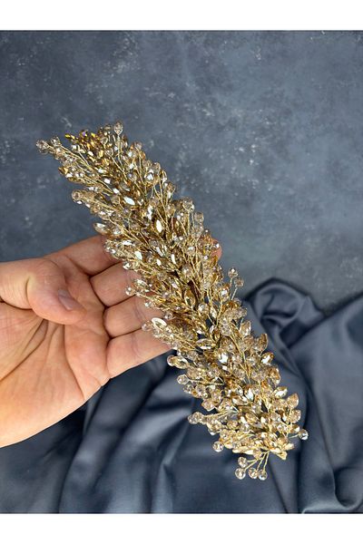 Hayalperest boncuk إكسسوار تاج الحناء للشعر والعمامة من إليسا مطرز بالخرز