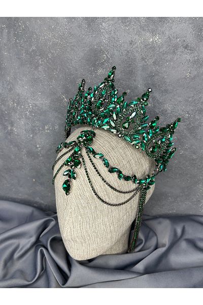 Hayalperest boncuk High Frontlet Hair Accessory with Dangle Balca Bridal Henna Crown