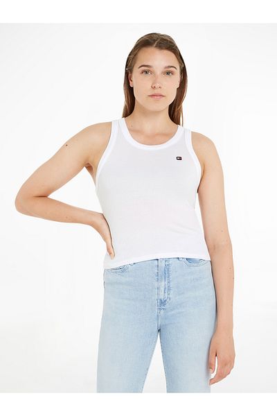 Tommy Hilfiger Tommy Hilfiger Women White Rib Tank Top