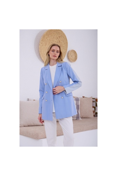 Moodbasic YENİ MOODBASİC SIRTI ÇİZGİLİ BLAZER CEKET MB04.46