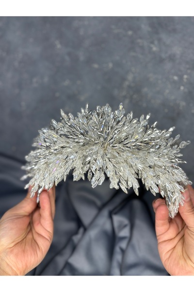 ESPEREST تاج حناء الزفاف الأنيق المطرز بالخرز اللامع من إيفا