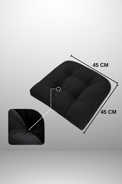 MoMMe Chair Cushion 45X45 cm Black Oval Cornered Set of 4