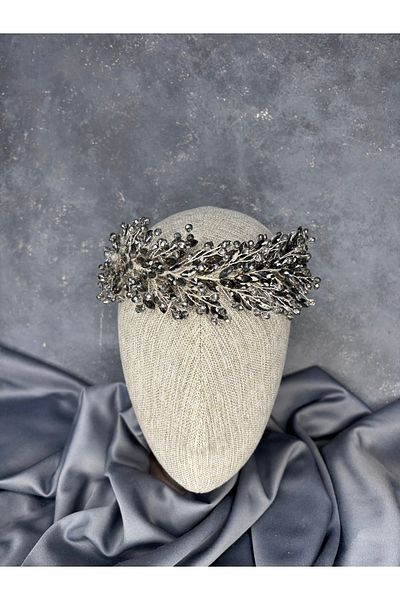 Hayalperest boncuk Elisa Thin Beaded Bridal Crown Turban and Hair Accessory