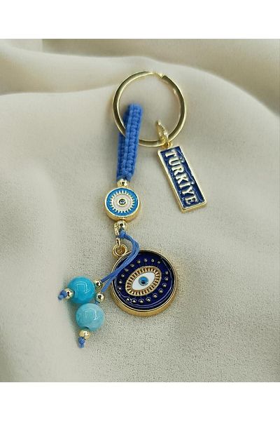 Hd Marketim Keychain Evil Eye Evil Eye Natural Stone Car Bag Wallet Ornament Turkey Written