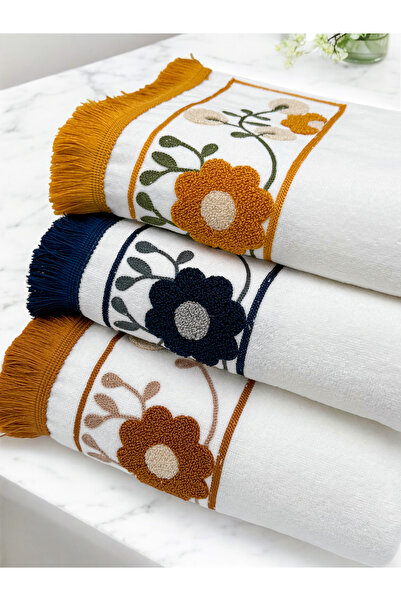 AYHANHOME Набір рушників для рук і обличчя з вишивкою і бахромою, 3 шт., 50x90