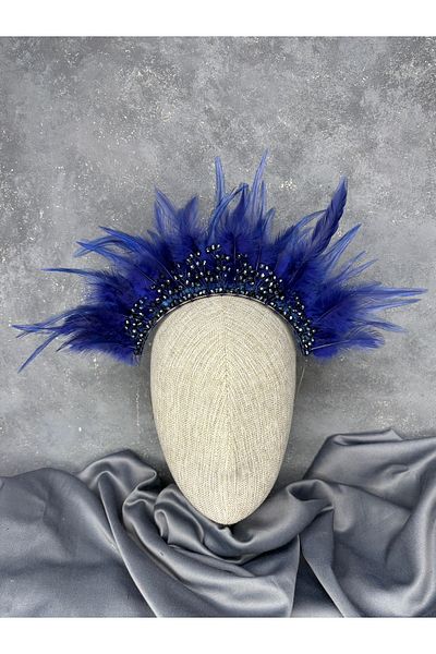 Hayalperest boncuk Arden Feathered Beaded Bridal Henna Crown Shiny Model
