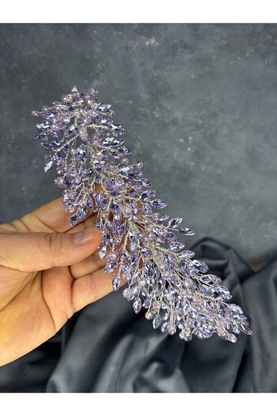 Hayalperest boncuk Elisa Thin Beaded Bridal Crown Turban and Hair Accessory