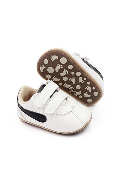 Superbaby Adidasi albi cu insertie laterala neagra