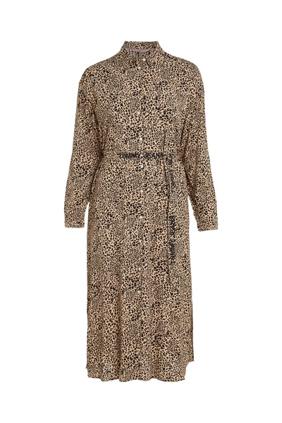 Tommy Hilfiger Women Brown Curve Leopard Print Long Sleeve Midi Dress