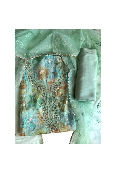 MAJESTIC STYLE FASHION فستان من الأورجانزا غير المخيط بخرز مطبوع عليه زهور