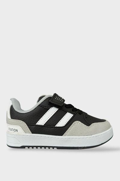 Liger Children's Velcro Laced Comfort Sports Shoes Black - White