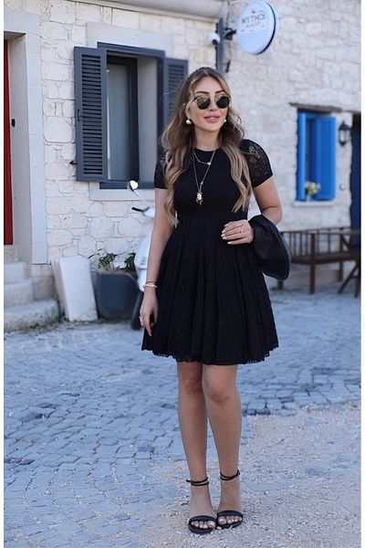 QİMYA BUTİK Buketli̇ Women's Full Lace Short Sleeve Short Dress with Underwire