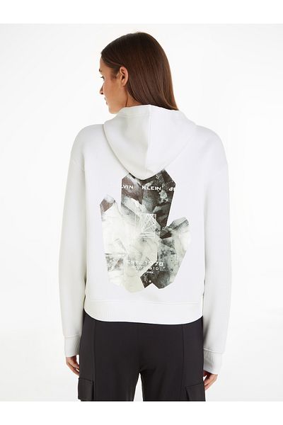 Calvin Klein Women White Back Diamond Graphic Hoodie