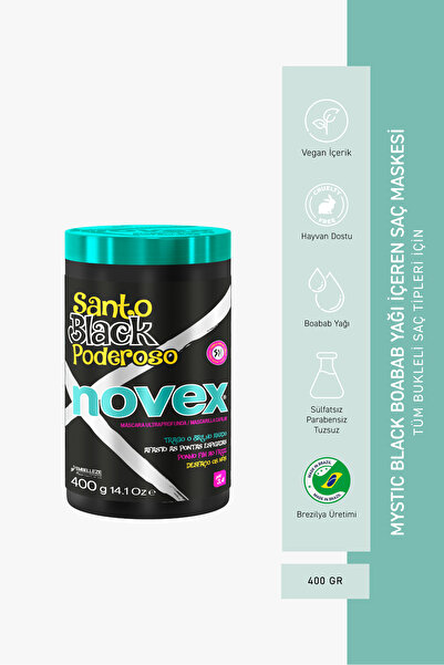 NOVEX Mystic Black - Kuru Bukleli Saçlar Için Saç Uçlarını Onarıcı Saç Maskes...