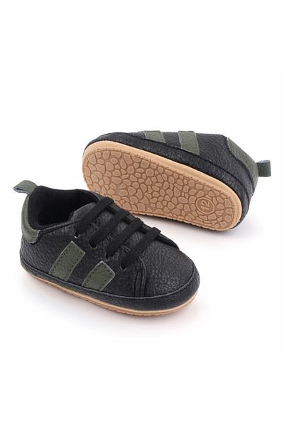 Superbaby Adidasi negri cu dungi laterale
