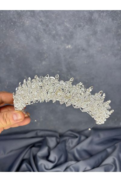 Hayalperest boncuk Crystal Bead Embroidered Steaming Bridal Crown