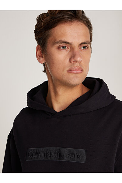 Calvin Klein Calvin Klein Men Black Embroidered Box Pullover Hoodie