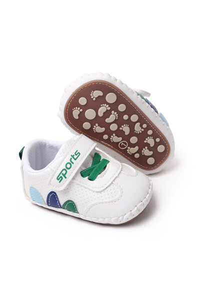Superbaby Λευκά πάνινα παπούτσια για αγόρια - Φύλλα