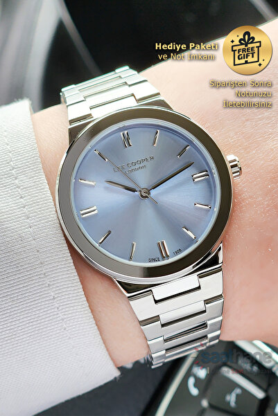 Lee Cooper Original Lee Cooper Silver Case Cord Blue Dial Steel Women Wrist Watch