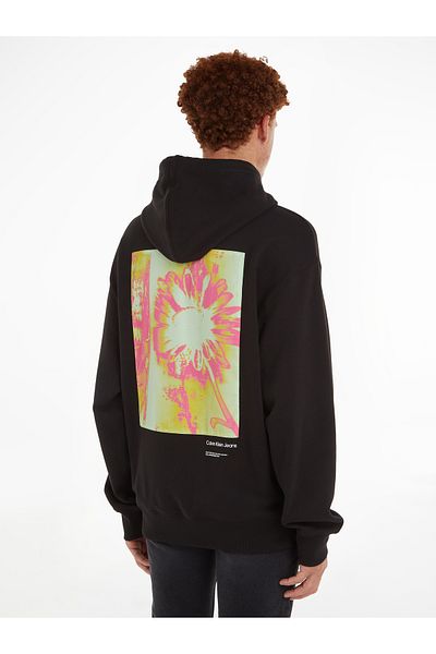 Calvin Klein Men Black Floral Graphic Hoodie