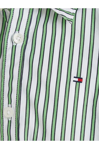 Tommy Hilfiger قميص مخطط باللون الأخضر للأولاد