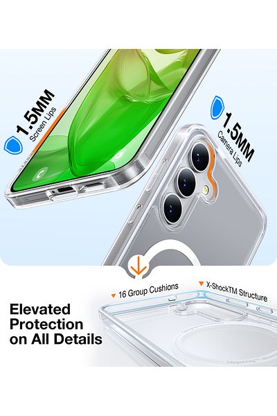 TORRAS جراب مغناطيسي مقاوم للصدمات من الدرجة العسكرية لهاتف Samsung Galaxy S25، رفيع لا يصفر أبدًا، شفاف تمامًا