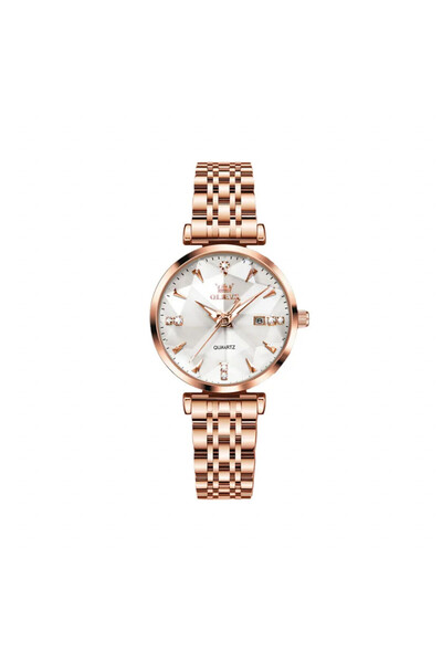 OLEVS Ceas de dama Olevs , otel inoxidabil, rose gold, cadran alb