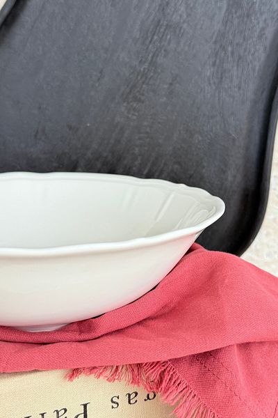 porselenden Perla Cream 23 cm Large Size Porcelain Deep Salad Bowl Presentation Serving Plate