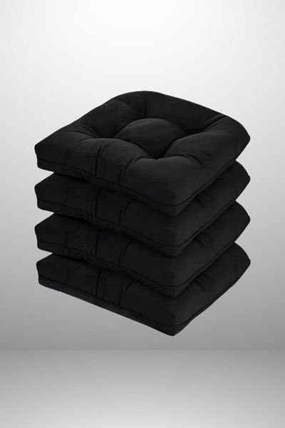 MoMMe Chair Cushion 45X45 cm Black Oval Cornered Set of 4