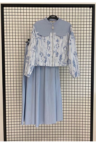 Armine Trend Ripped Pattern Pocket Detail New Style Denim Skirt and Jacket