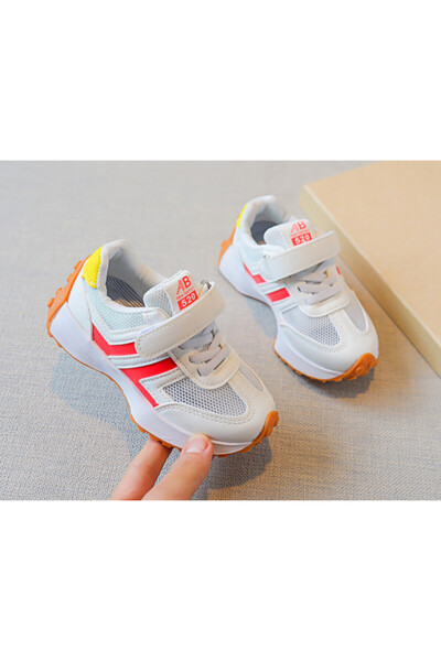 Superbaby Adidasi albi cu insertii corai pentru fetite